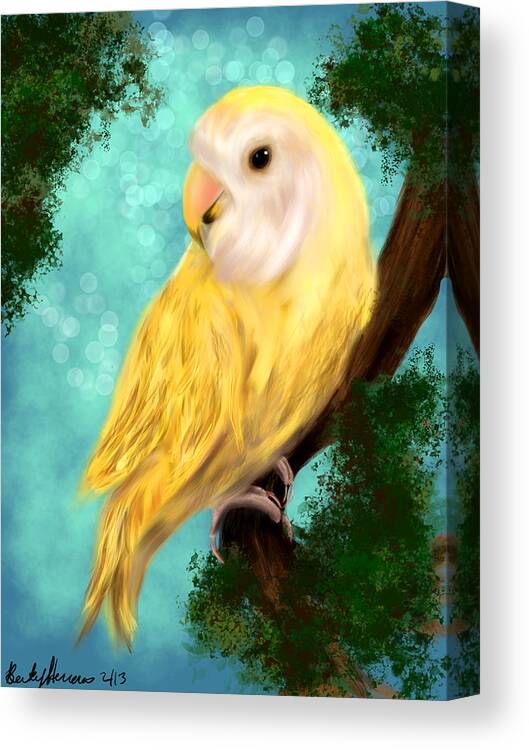 Lovebird Canvas Print featuring the painting Petrie the Lovebird by Becky Herrera