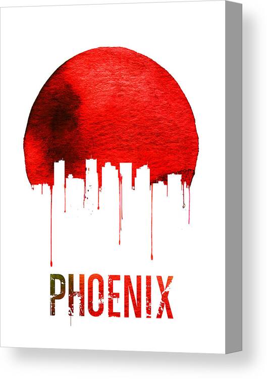 Phoenix Canvas Print featuring the painting Phoenix Skyline Red by Naxart Studio