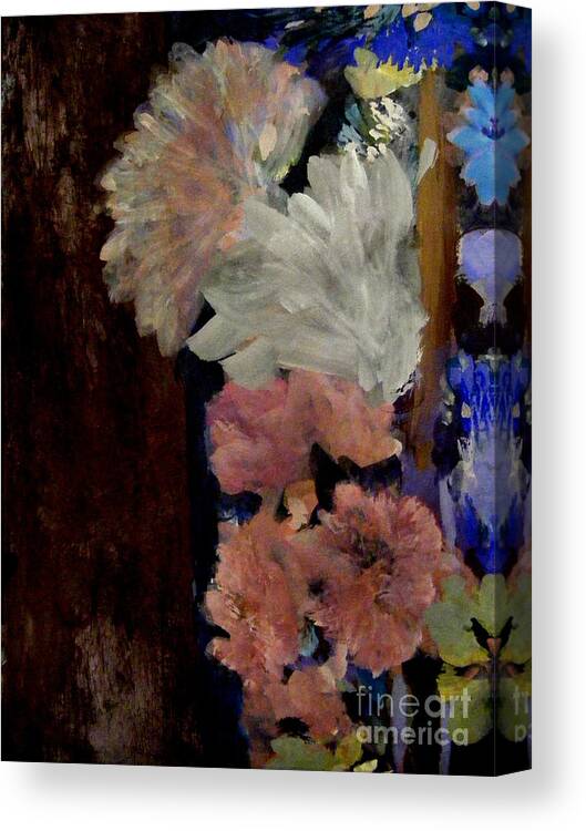 Pink And White Flower Painting Canvas Print featuring the painting Pink and White by Nancy Kane Chapman