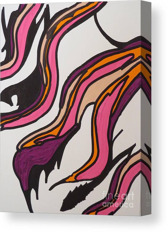 Abstract Canvas Print featuring the painting Pink Waves by Mary Mikawoz