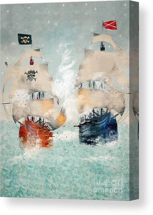 Pirates Canvas Print featuring the painting Pirates Ahoy by Bri Buckley