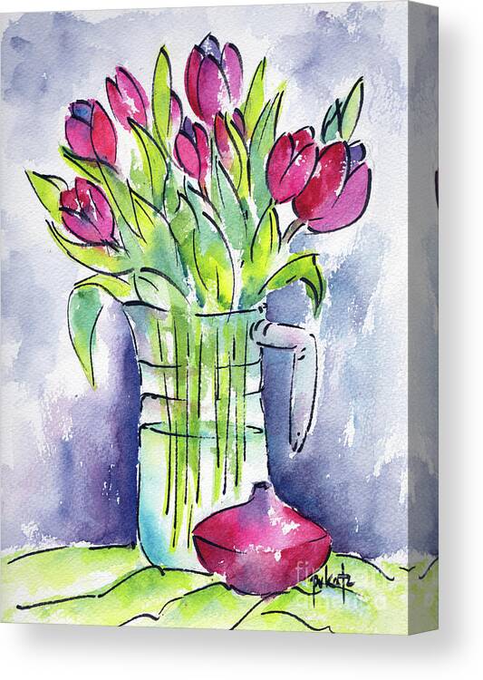 Impressionism Canvas Print featuring the painting Pitcher Of Tulips by Pat Katz