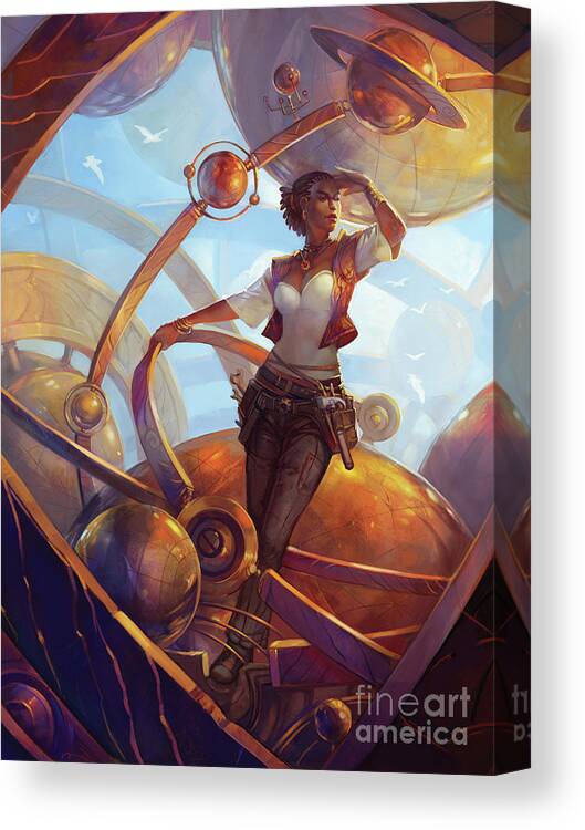 Steampunk Canvas Print featuring the digital art Planetary Alignment by MGL Meiklejohn Graphics Licensing