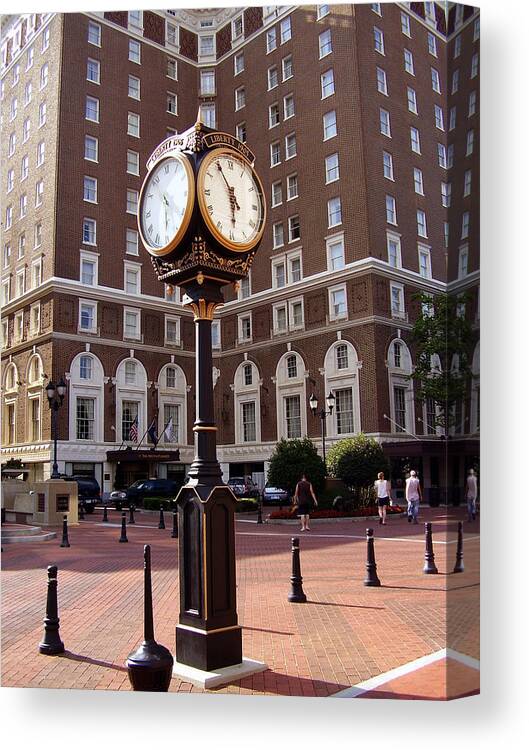Poinsett Hotel Canvas Print featuring the photograph Poinsett Hotel Greeenville SC by Flavia Westerwelle
