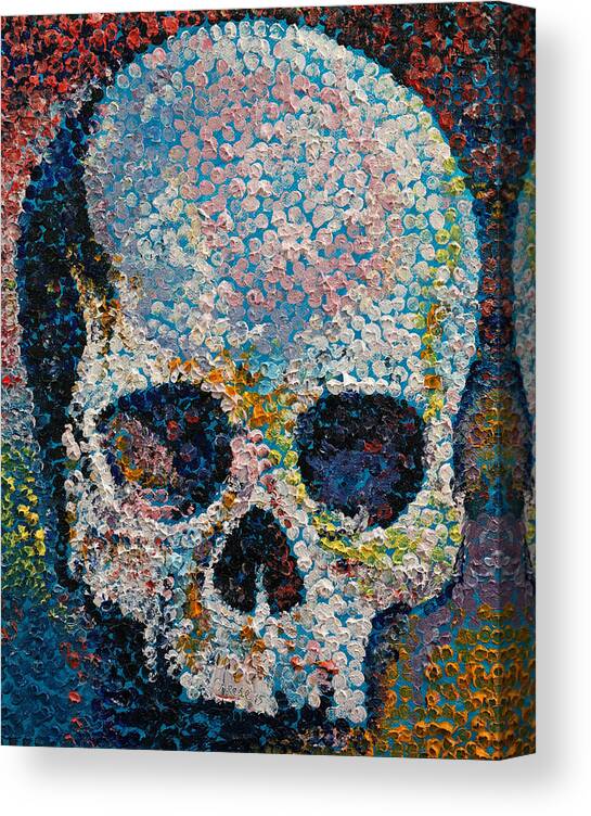 Art Canvas Print featuring the painting Pointillism Skull by Michael Creese