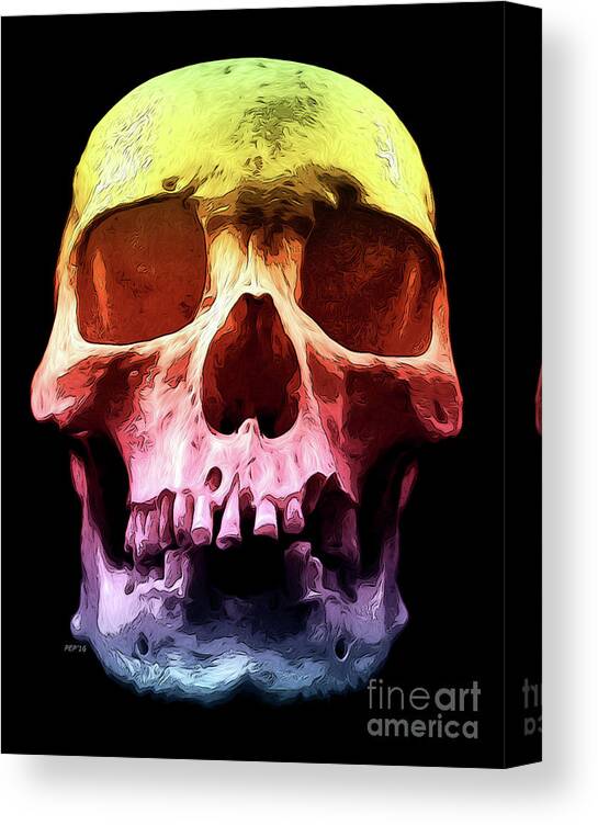 Pop Art Canvas Print featuring the digital art Pop Art Skull Face by Phil Perkins