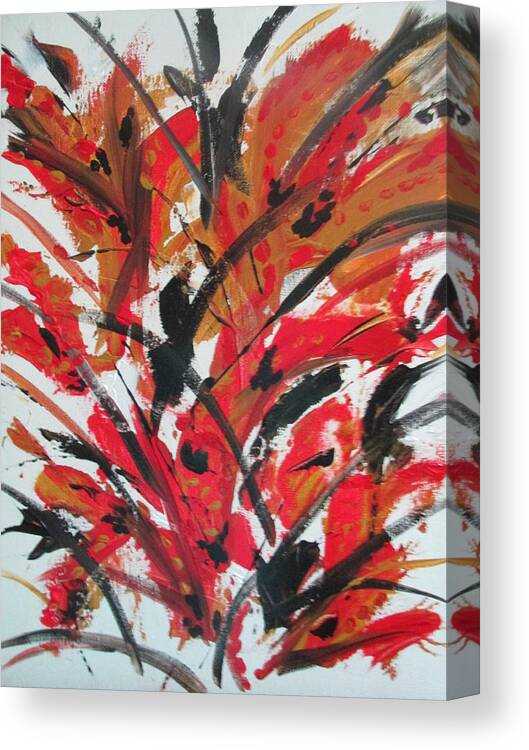 Abstract Canvas Print featuring the painting Poppy Storm by Sharyn Winters