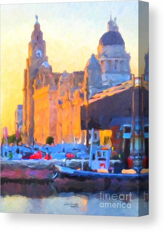 Liverpool Canvas Print featuring the painting Port of Liverpool, England by Chris Armytage