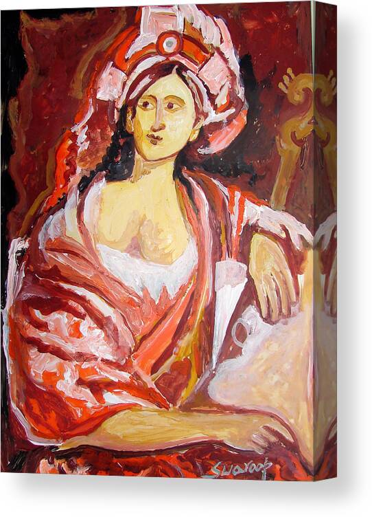 Acrylic On Film Canvas Print featuring the painting Portrait-11 by Anand Swaroop Manchiraju