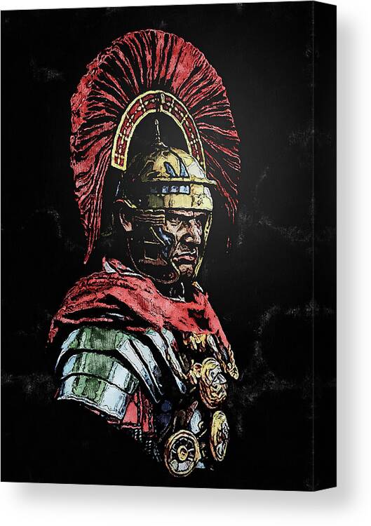 Roman Legion Canvas Print featuring the painting Portrait of a Roman Legionary - 29 by AM FineArtPrints