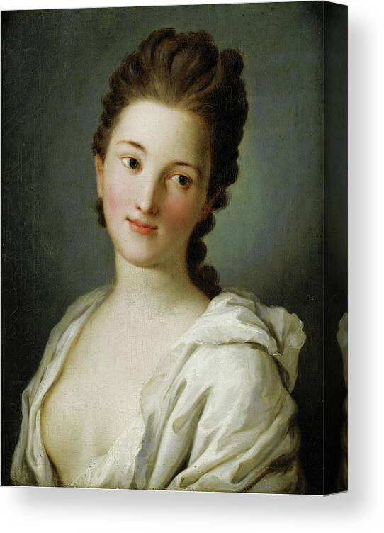Pietro Rotari Canvas Print featuring the painting Portrait of a Woman in white Clothing by Pietro Rotari