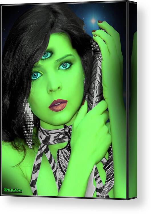 Fantasy Canvas Print featuring the painting Portrait Of An Alien Girl by Jon Volden