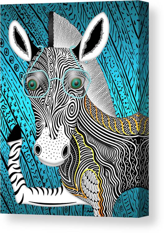 Self Portraits Canvas Print featuring the digital art Portrait Of The Artist As A Young Zebra by Becky Titus