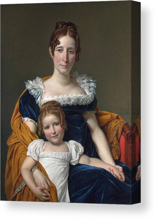 Jacques-louis David Canvas Print featuring the painting Portrait of the Comtesse Vilain XIIII and her Daughter by Jacques-Louis David