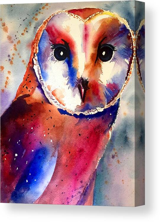 Owl Canvas Print featuring the painting Present Moment by Michal Madison