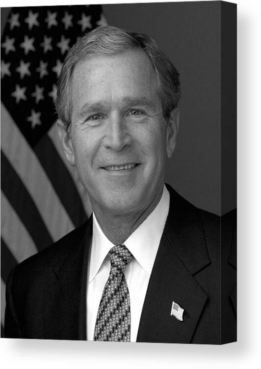 George Bush Canvas Print featuring the photograph President George W. Bush by War Is Hell Store