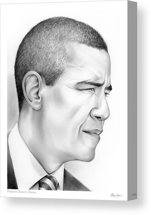 President Canvas Print featuring the drawing President Obama by Greg Joens