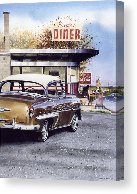 Diner Canvas Print featuring the painting Prospect Diner by Denny Bond