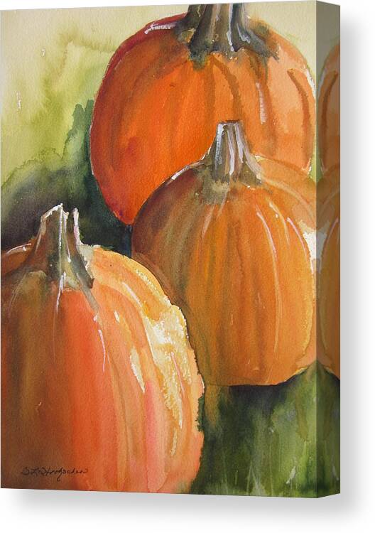 Pumpkins Canvas Print featuring the painting Pumpkins by Sandra Strohschein