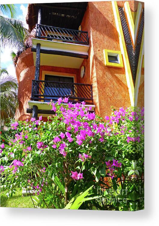 Purple Flowers Canvas Print featuring the photograph Purple flowers by the balcony by Francesca Mackenney