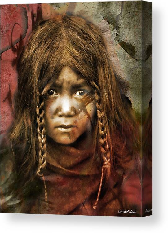 Native American Canvas Print featuring the photograph Quilcene Boy-Twana by Robert Michaels