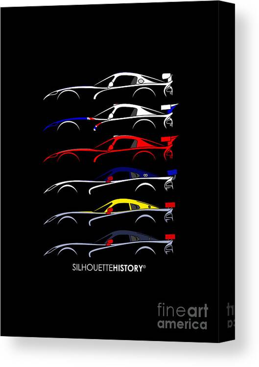 Sports Car Canvas Print featuring the digital art Racing Snake SilhouetteHistory by Gabor Vida