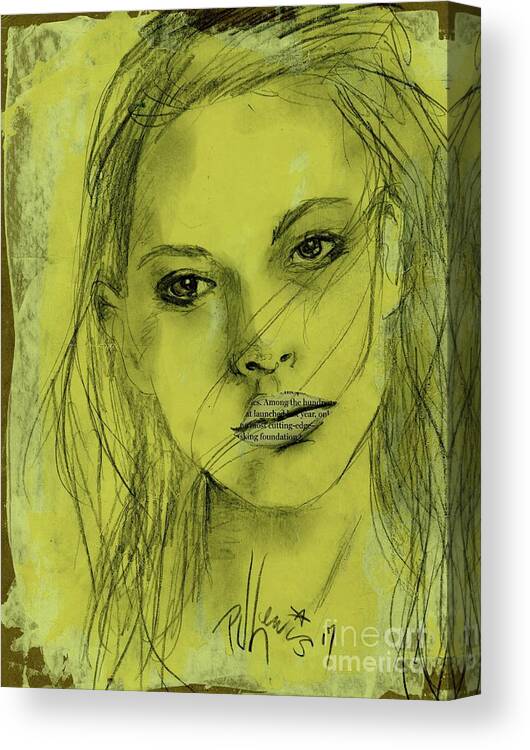 Mixed Media Canvas Print featuring the drawing Read My Lips by PJ Lewis