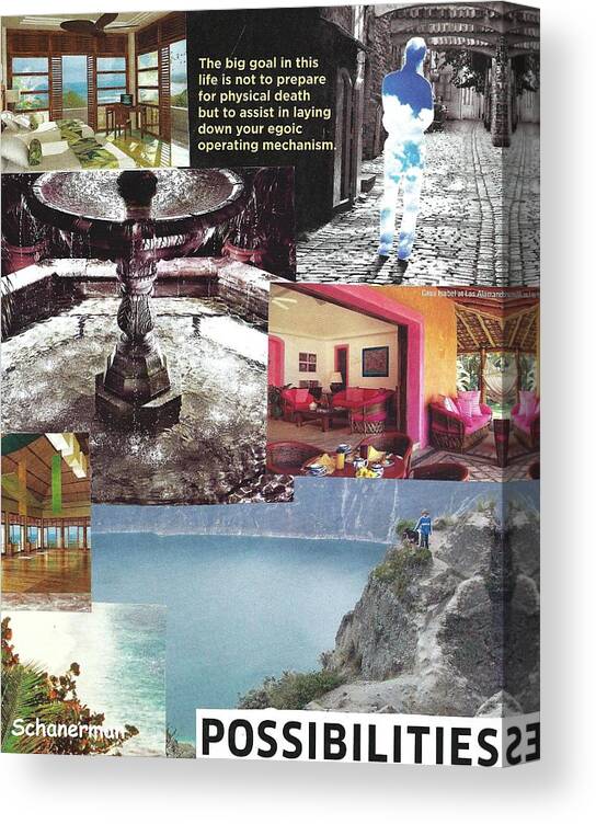 Collage Art Canvas Print featuring the mixed media Realms of Possibility by Susan Schanerman