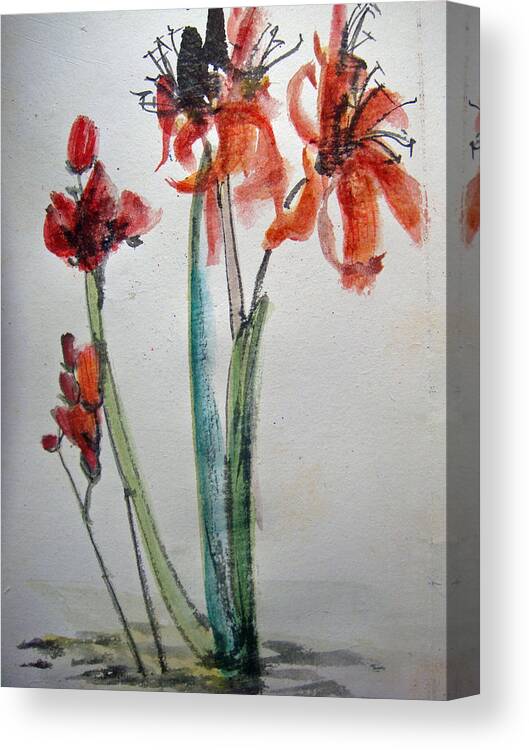 Flower Canvas Print featuring the painting Red Energy by Debbi Saccomanno Chan