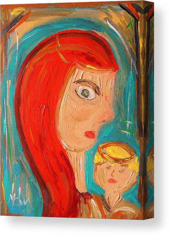 Red Canvas Print featuring the painting Red Madonna by Mary Carol Williams