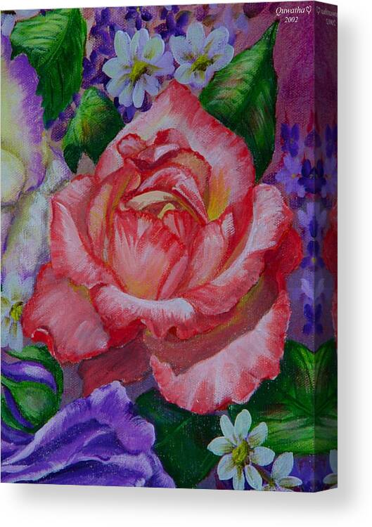 Rose Canvas Print featuring the painting Red Rose by Quwatha Valentine