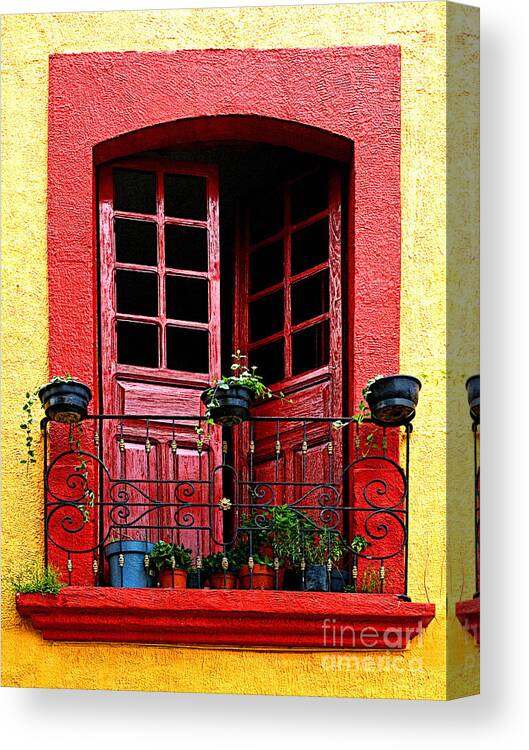 Tlaquepaque Canvas Print featuring the photograph Red Window by Mexicolors Art Photography