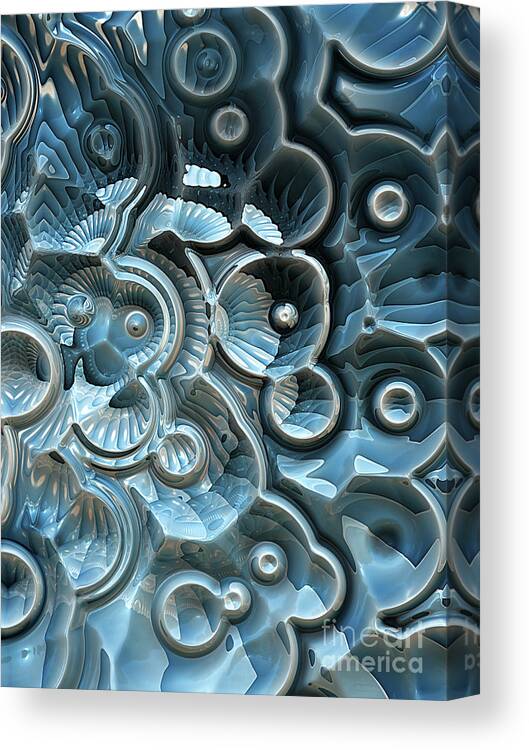 Nautilus Canvas Print featuring the digital art Reflections of A Fractal Fossil by Phil Perkins