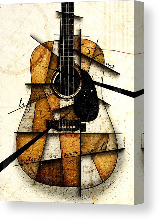 Guitar Art Canvas Print featuring the digital art Resonancia En Marron by Gary Bodnar