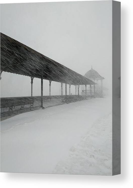 Ocean Canvas Print featuring the photograph Revere Beach Nor'Easter -Jan 4,2018 by Robert Nickologianis