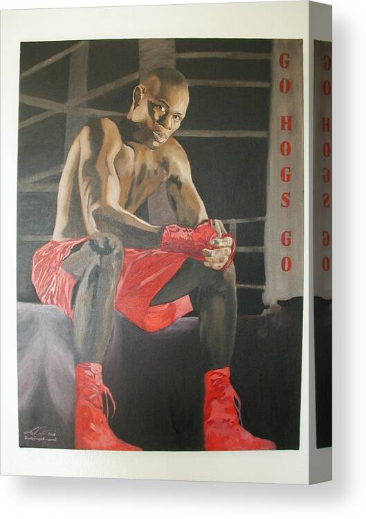 Portrait Canvas Print featuring the painting Ringside with Jermain by Angelo Thomas
