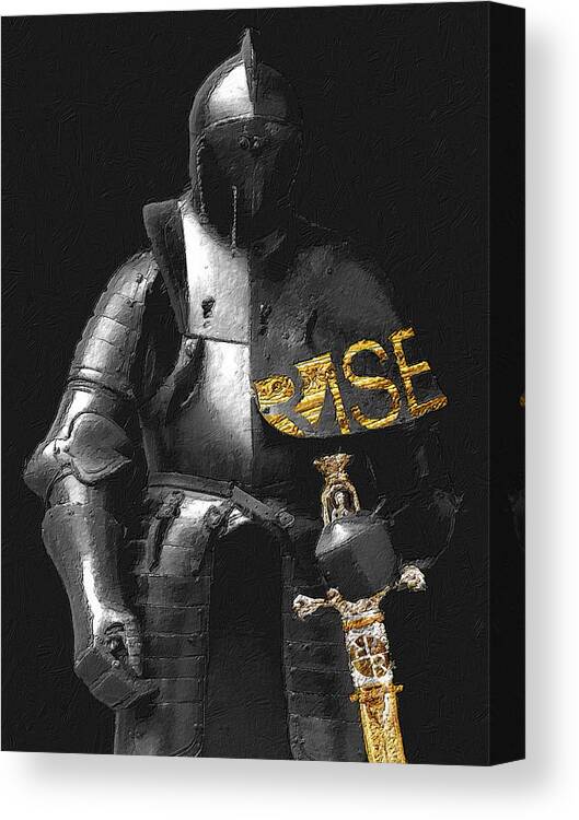 Metal Canvas Print featuring the painting Rise Black Knight by Tony Rubino