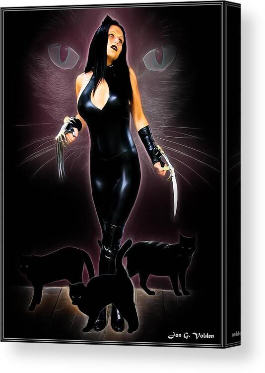 Fantasy Canvas Print featuring the painting Rise Of The Cat Queen by Jon Volden