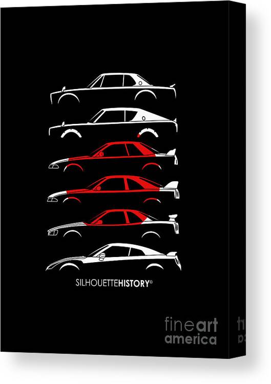 Gt Car Canvas Print featuring the digital art Rising Sun GeeTeeAru SilhouetteHistory by Gabor Vida