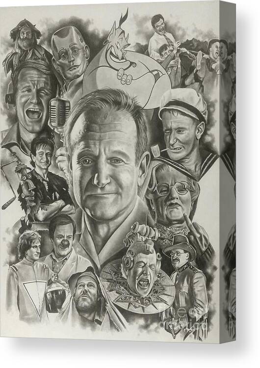 Robin Williams Canvas Print featuring the drawing Robin Williams by James Rodgers