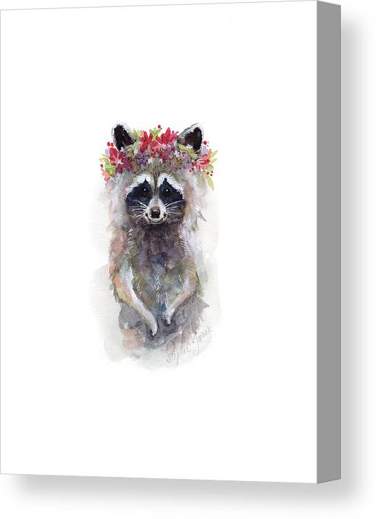Raccoon Canvas Print featuring the painting Rocky Raccoon by Stephie Jones