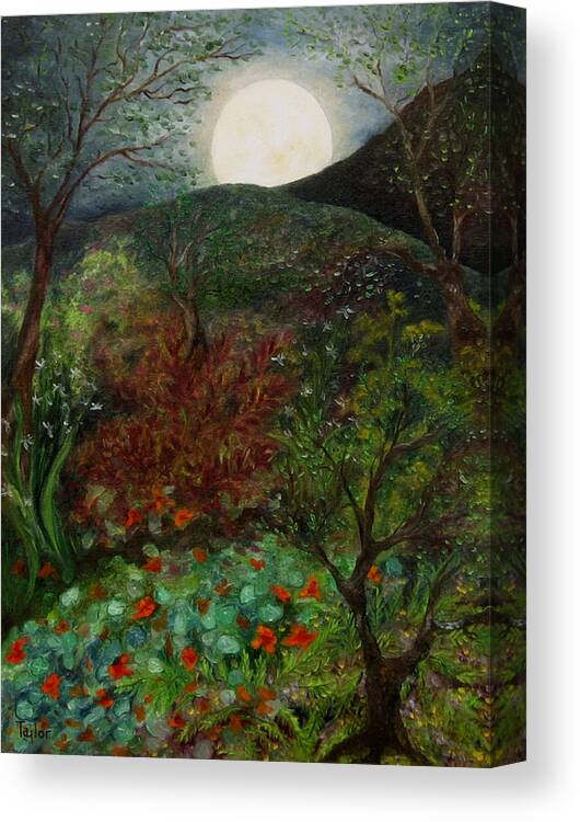 Forest Canvas Print featuring the painting Rose Moon by FT McKinstry
