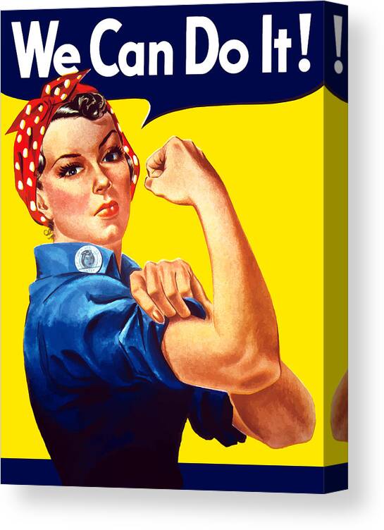 Rosie The Riveter Canvas Print featuring the painting Rosie The Rivetor by War Is Hell Store