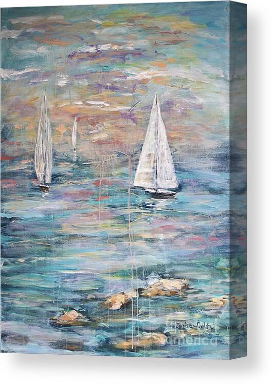 Sailing Canvas Print featuring the painting Sailing Away 1 by Janis Lee Colon