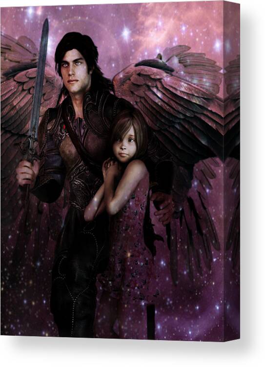 Saint Michael Canvas Print featuring the painting Saint Michael The Protector by Suzanne Silvir