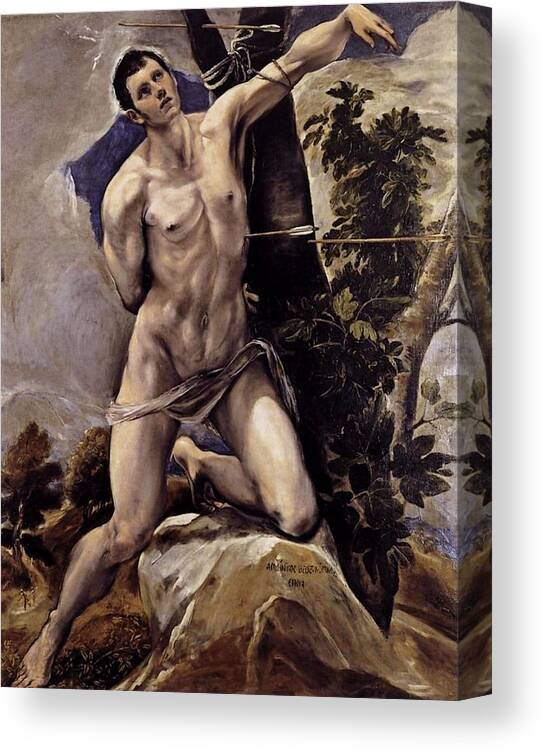Saint Canvas Print featuring the painting Saint Sebastian by El Greco