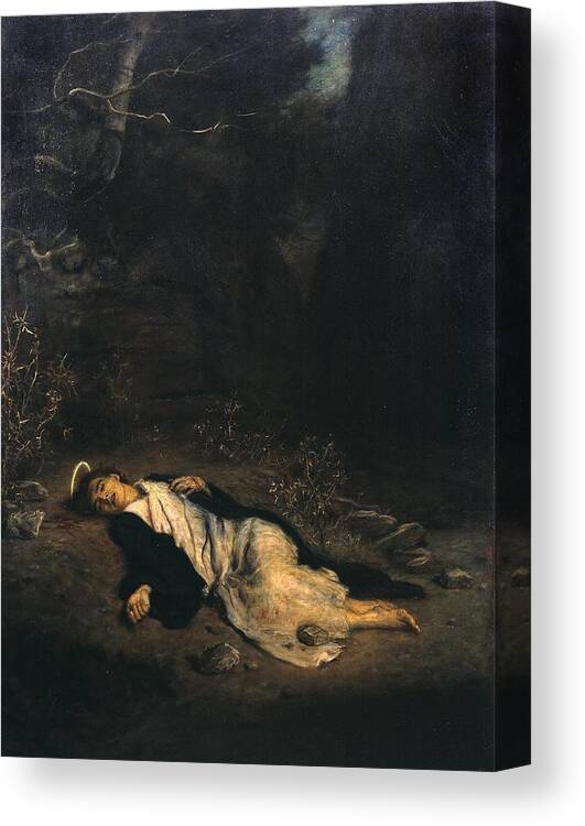 Sir John Everett Millais Canvas Print featuring the painting Saint Stephen by John Everett Millais