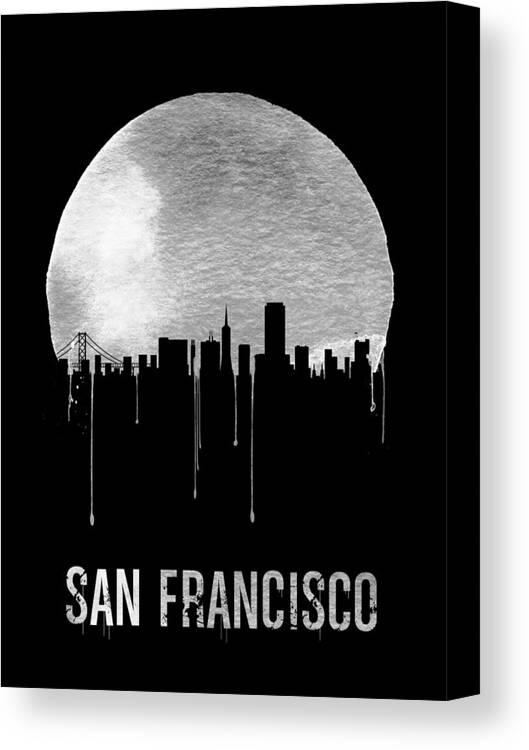 San Francisco Canvas Print featuring the painting San Francisco Skyline Black by Naxart Studio