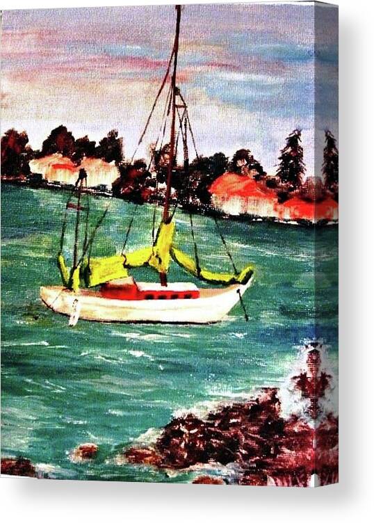 Acrylic Canvas Print featuring the painting Sarasota Bay Sailboat by Angela Murray