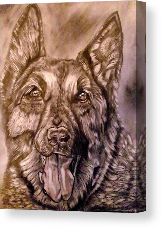 Dog Canvas Print featuring the drawing Say Ahh by Herbert Renard